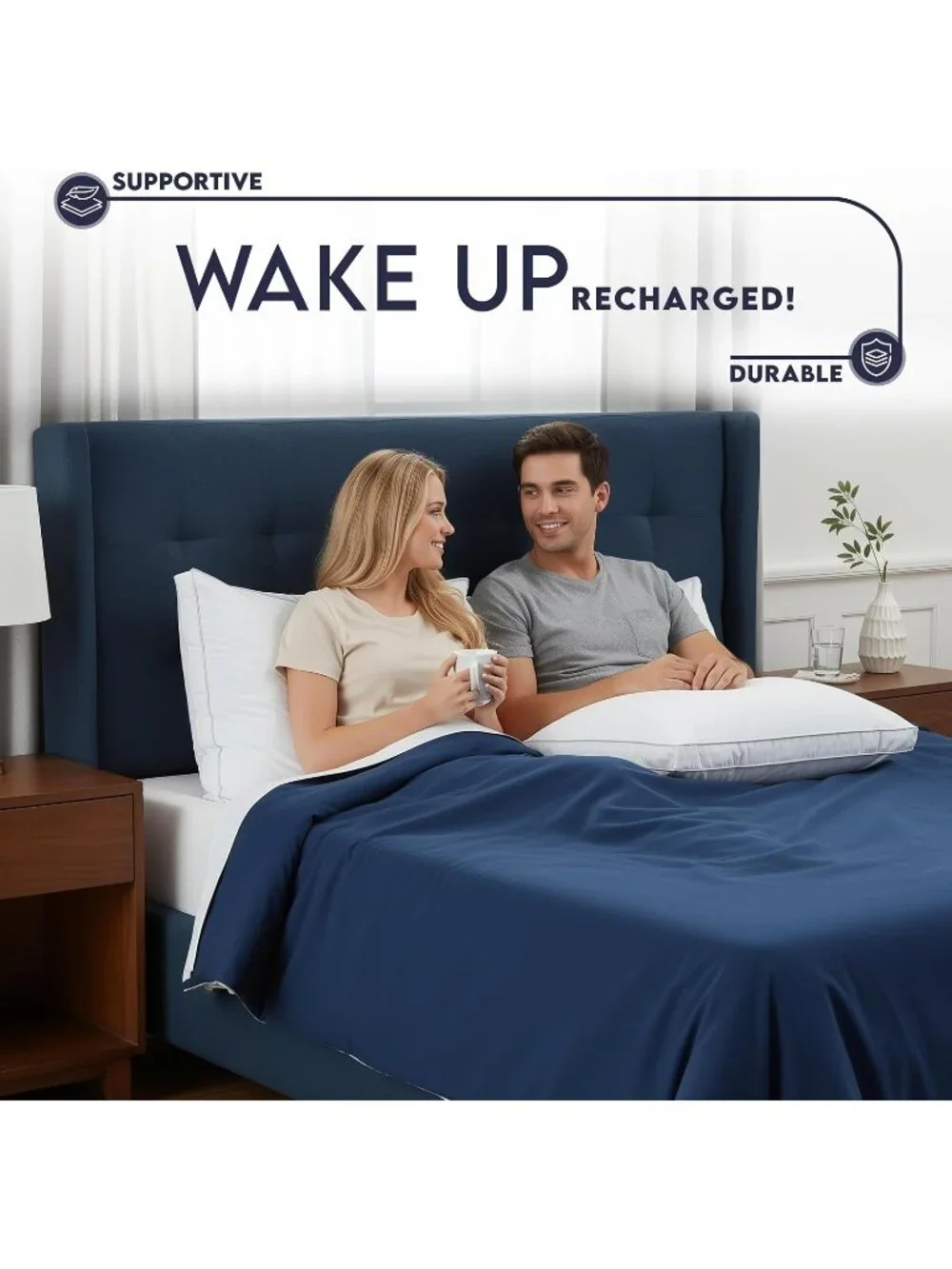 〽️King Size Hotel Pillows Set of 2 White Soft Gusset Bed Pillow Down Alternative